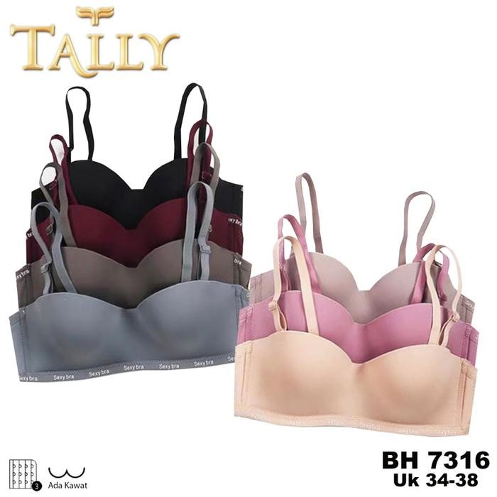 yrka- Tally Bh Ada Kawat Busa Tipis Nylon Kait 3 Cup B Strapless Bra Bh 7316