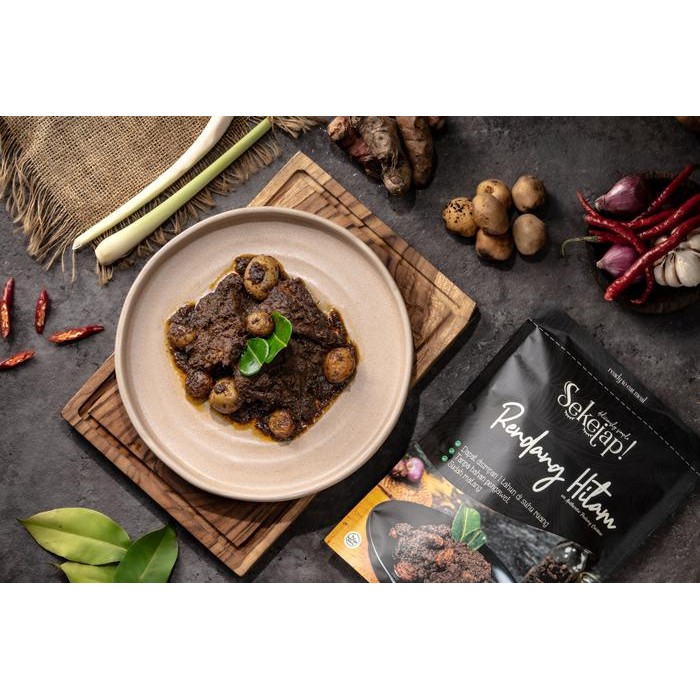 Rendang Hitam Sekejap Lauk Instan Siap Saji Tahan 1 Tahun Suhu Ruang Tanpa Pengawet 240g