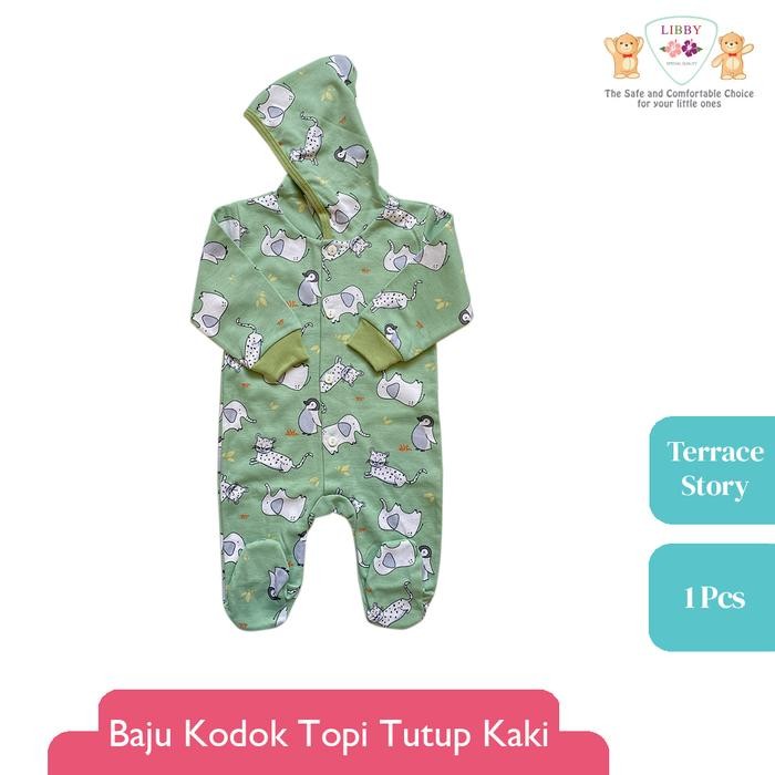 0qwf- Libby Baju Kodok Panjang Tutup Kaki Pakai Topi Motif Terrace Story (1Pcs)