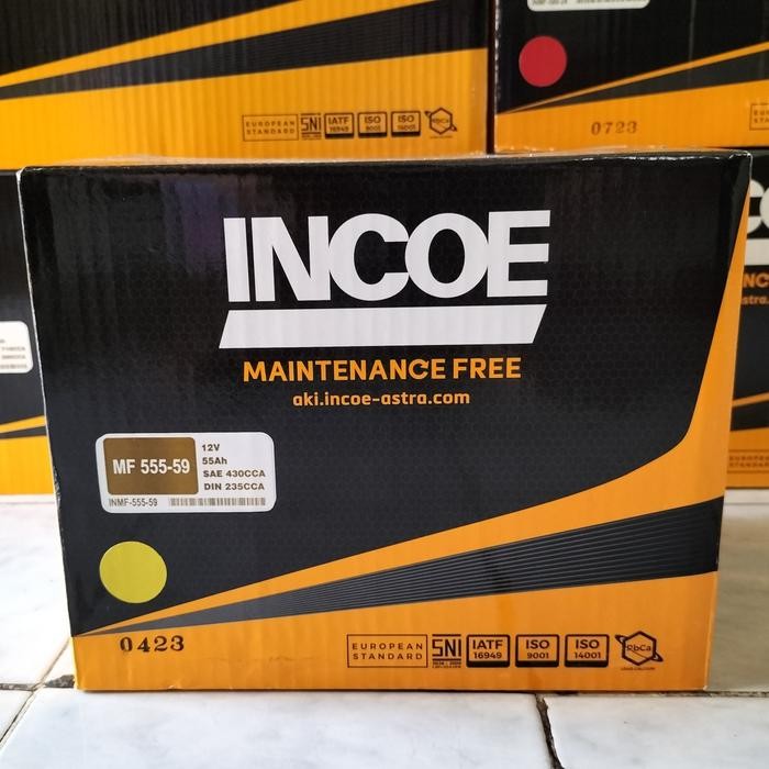 Aki Mobil Chevrolet Spin Bensin Incoe 555-59 / 55559 Accu Kering 55Ah