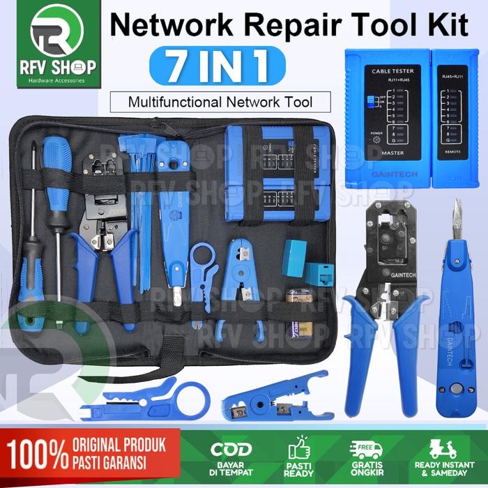 PAKET TOOLKIT 7 IN 1 NETWORK CABLE REPAIR TOOL KIT SET TESTER GT-580