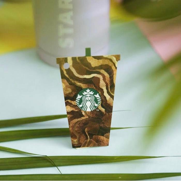7q81 Starbucks Cup Brown Gold Card Kartu Siren Die Cut Uk