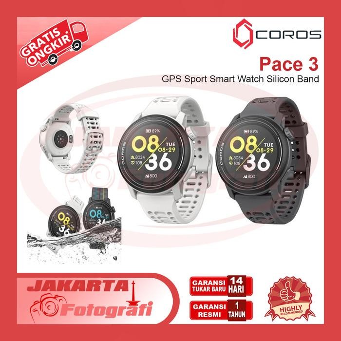 Coros Pace 3 GPS Sport Smart Watch Silicon Band Garansi RESMI