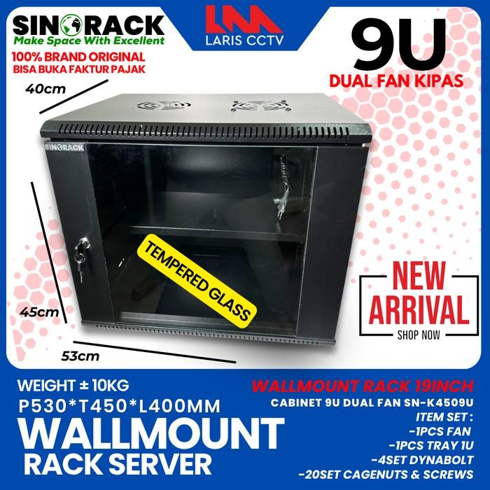 Wallmount Rack Server 9U, Rak Server Single Door 9U Sinorack