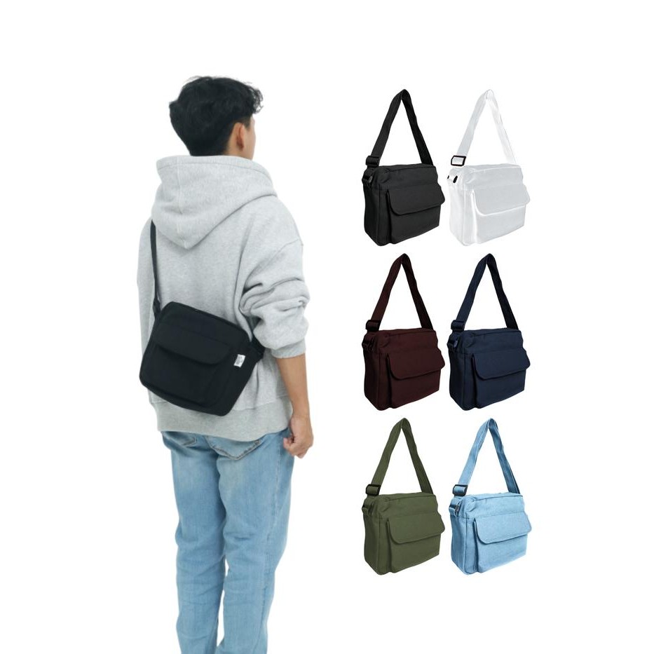 THECLUB KOREAN CROSSBODY BAG MEDIUM KANVAS PRIA - TAS SELEMPANG SLINGBAG CANVAS COWOK