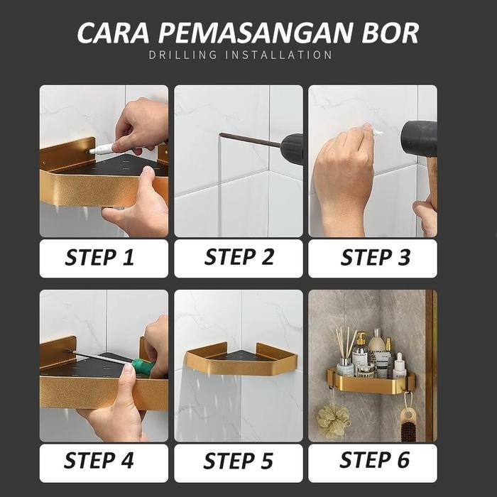 3gub- [Cod] Es Rak Sudut Kamar Mandi Stainless Rak Sabun Shampoo Kamar Mandi Premium Tahan