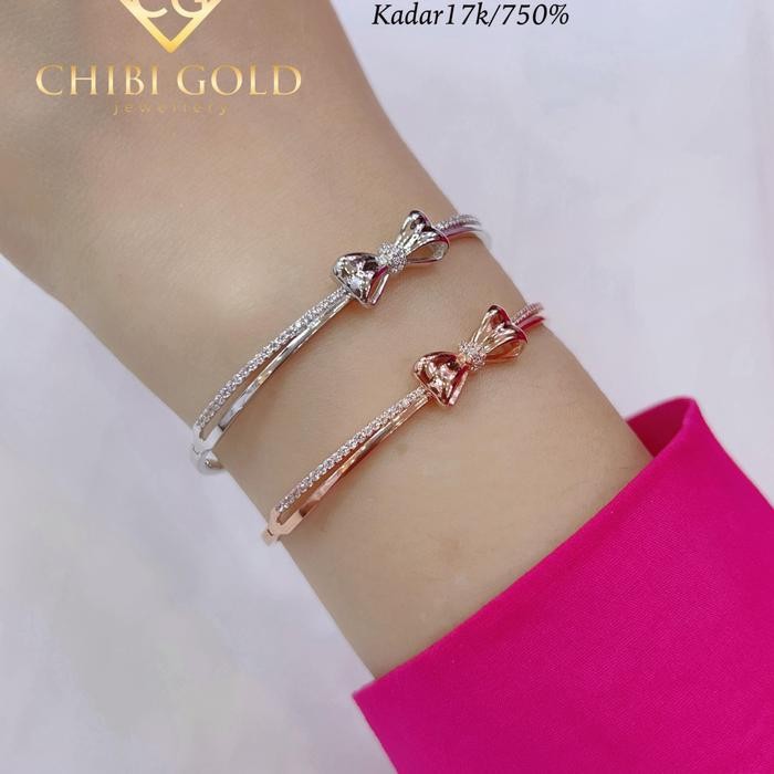 CHIBI GOLD - Gelang tangan bangle pita emas 750% 17K