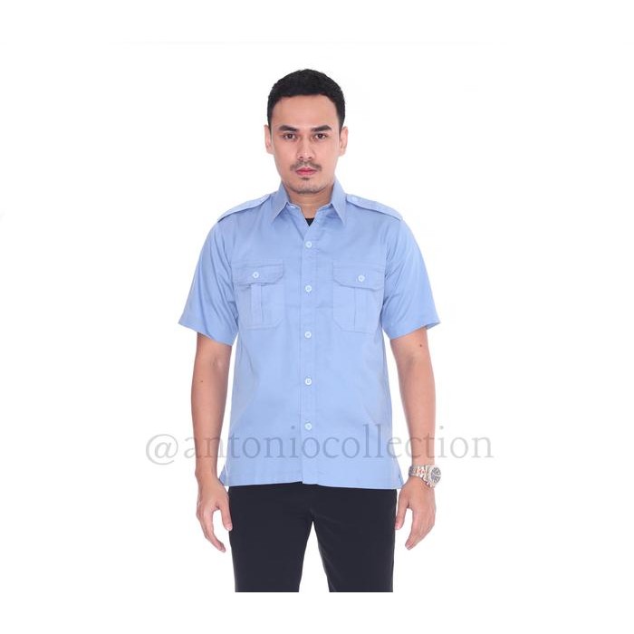 ASLI Baju PNS Biru Muda Lengan Pendek , Baju PDH Biru Muda , Baju ASN Biru Muda , Kemeja Lapangan