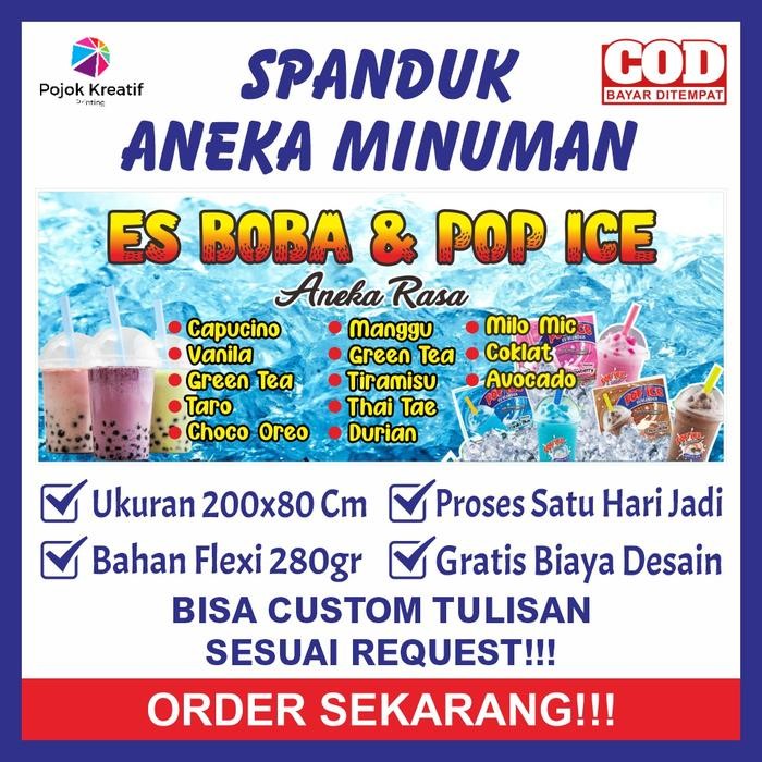 DISKON Spanduk Sepanduk Banner Bener Baner Backdrop Plang Usaha Jual Jualan Minum Minuman Aneka