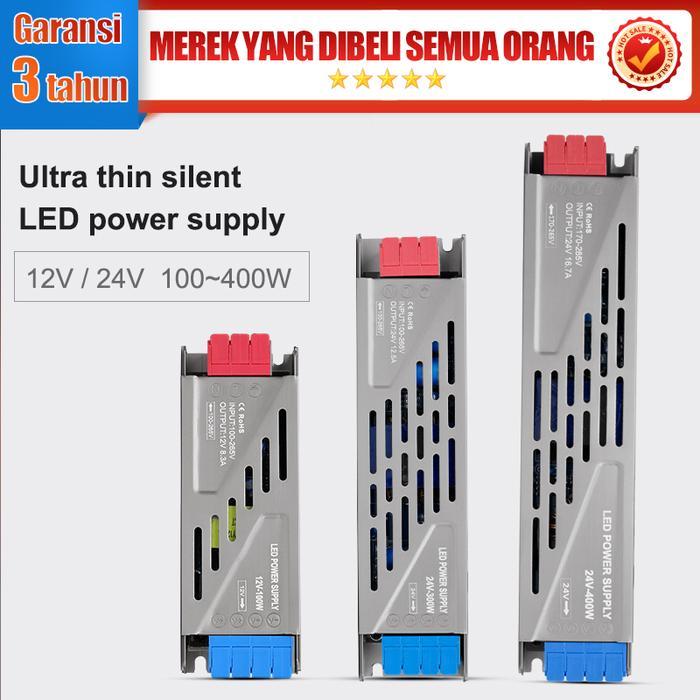 CATU DAYA LED ULTRA RAMPING 220V KE DC 12V CATU DAYA SAKELAR LAMPU STRIP ULTRA-TIPIS POWER SUPPLY