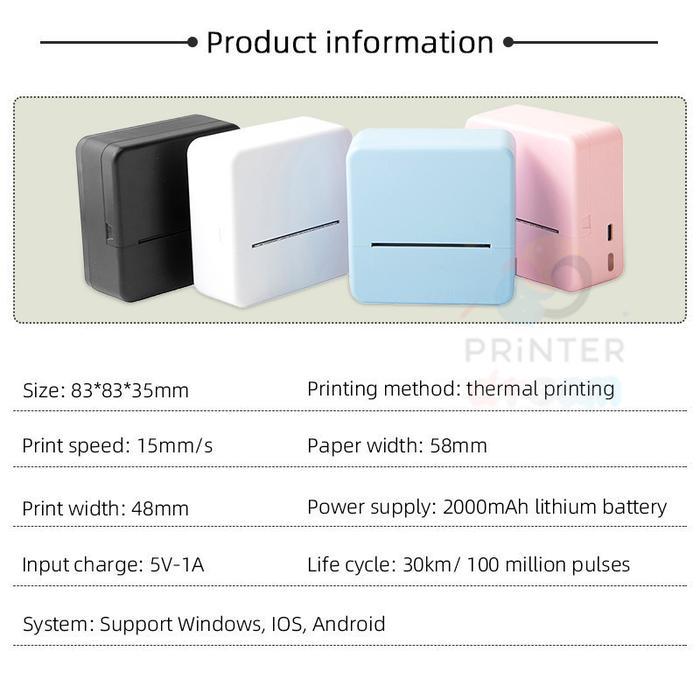 Printer Thermal Bluetooth 58MM PORTABLE THERMAL BATERAI KASIR Pocket Mini Printer Bluetooth EPPOS