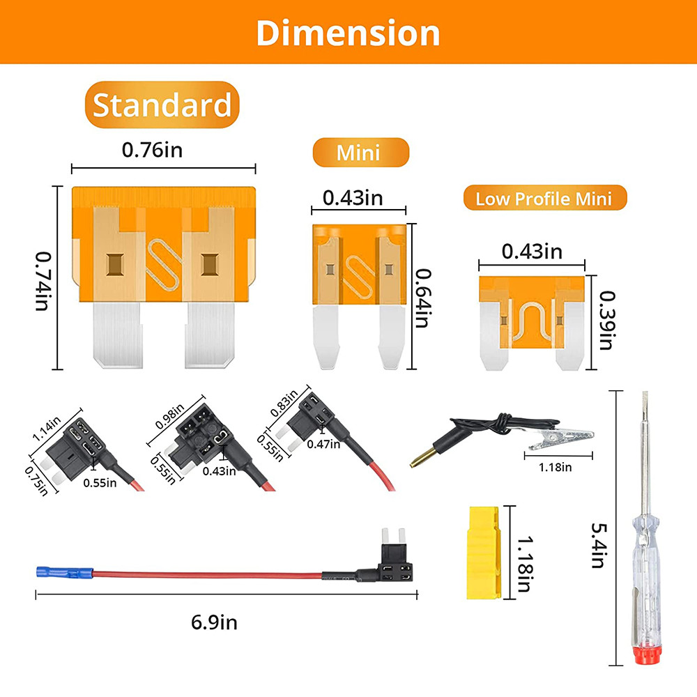 435pcs Blade Fuse Kit - Standard, Mini, Low Profile Mini with Fuse Tester + Fuse Puller+16 Gauge