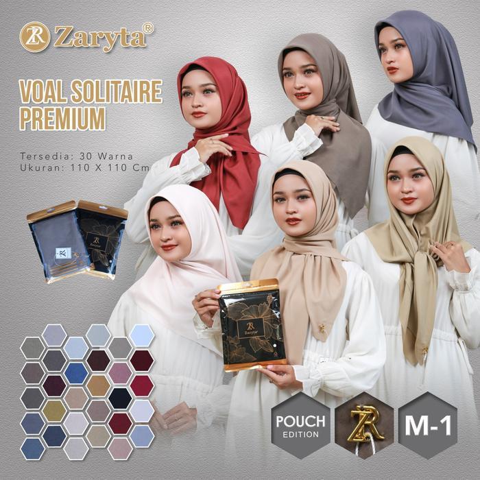 Segiempat Polos Zaryta Voal Solitaire Premium Metal Logo Zr Laser Cut Pouch Jilbab Lembut Wanita