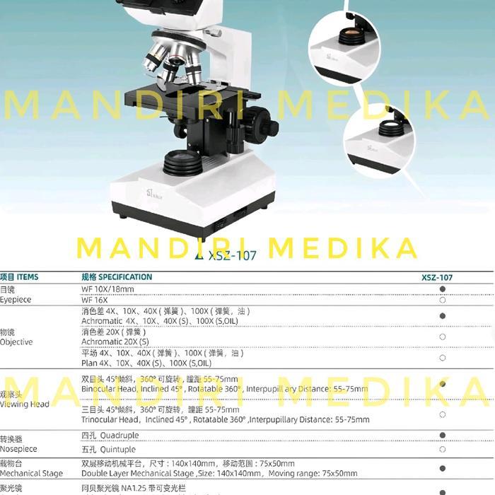 MIKROSKOP BINOCULER XSZ 107 MICROSCOPE BINOCULAR XSZ107 1600X SINHER