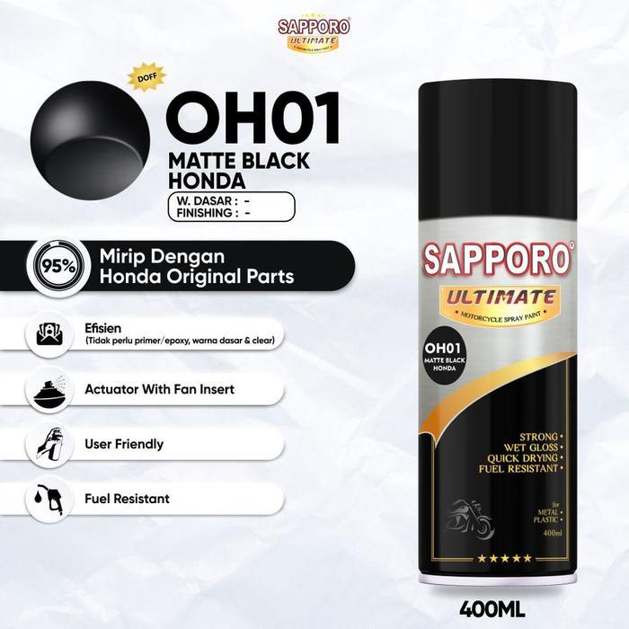 Sapporo Ultimate OH01 Matte Black Honda / Sapporo Spray / Original Series / Cat Aerosol Terbaik