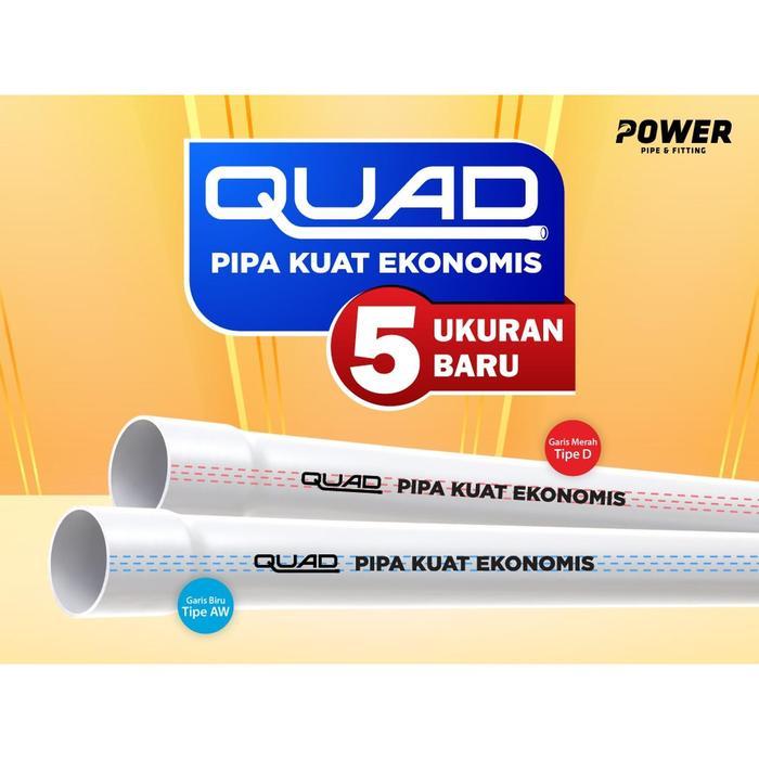 Terbaru Pipa Paralon 4" Inch 1 Meter D/ Pralon Air Power Quad Pvc Permeter/ Pipa Pvc Ketengan Per