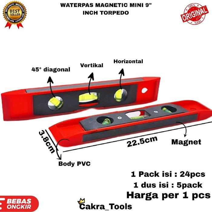 WATERPASS MAGNETIC MINI 9" INCH TORPEDO PENGGARIS AIR PENDEK MISTAR TIMBANG
