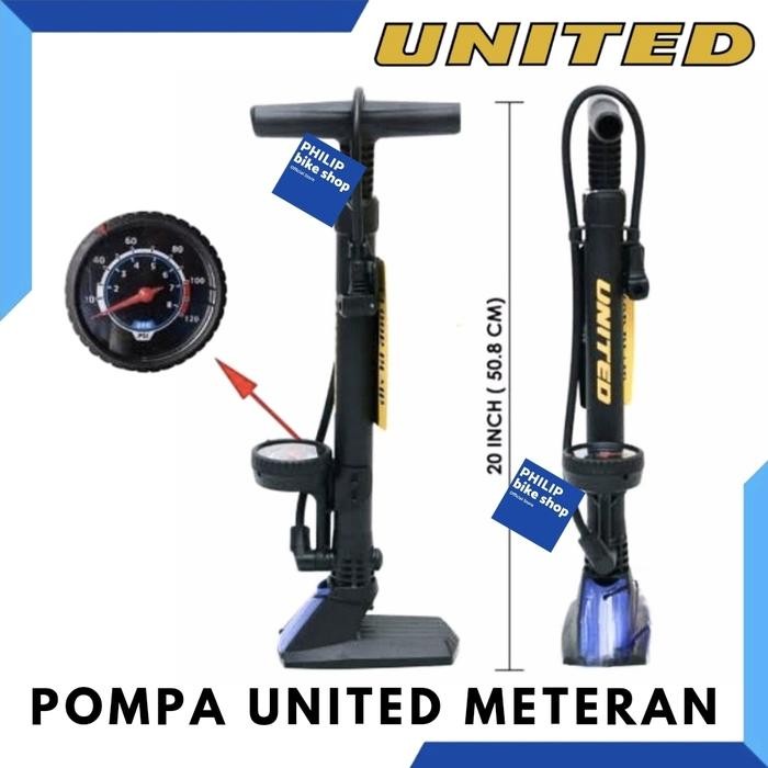 Pompa Sepeda United Pm-8801 Indikator Meteran Tekanan Ban Sepeda