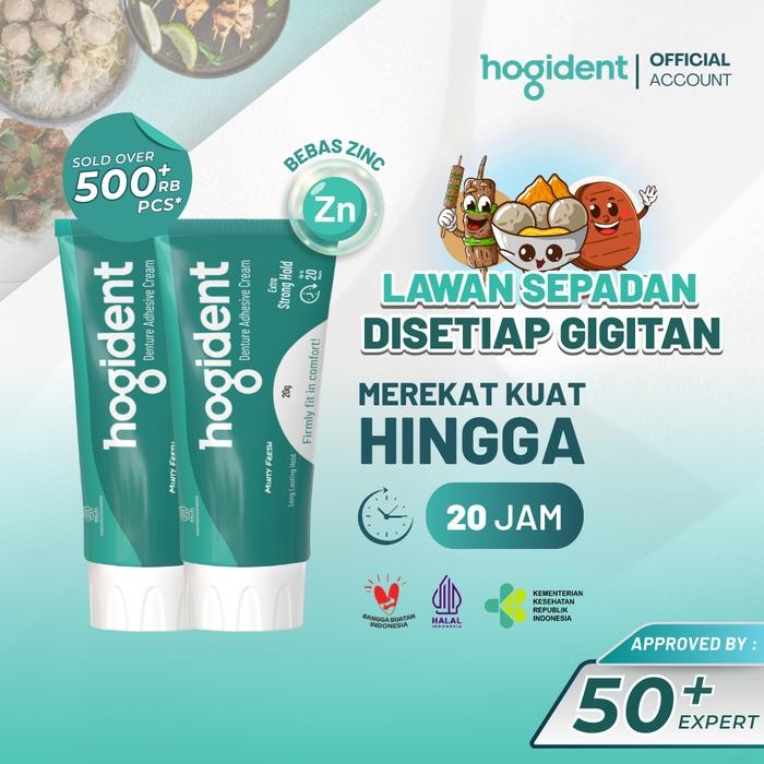 

HOGIDENT LEM PEREKAT GIGI PALSU TAHAN HINGGA 20 JAM - TWIN BUNDLING 2PCS 20GRAM