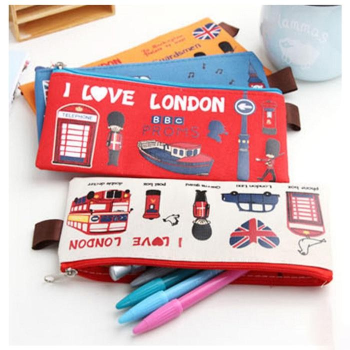 

HOMEPLACE Tempat Pensil Motif London - Puch Alat Tulis Sekolah & Kantor Bahan Kanvas Oxford