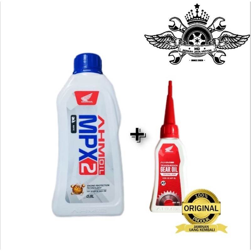 Oli Mpx 2 matic + Oli Gear Sepaket 2 produk Pelumas matic Honda Beat Vario Scoopy Spacy Genio dll