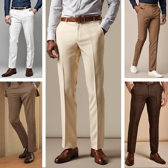 Celana Formal Pria Slim Fit bahan kerja kantor Panjang Kain Mocca Hitam CREAM