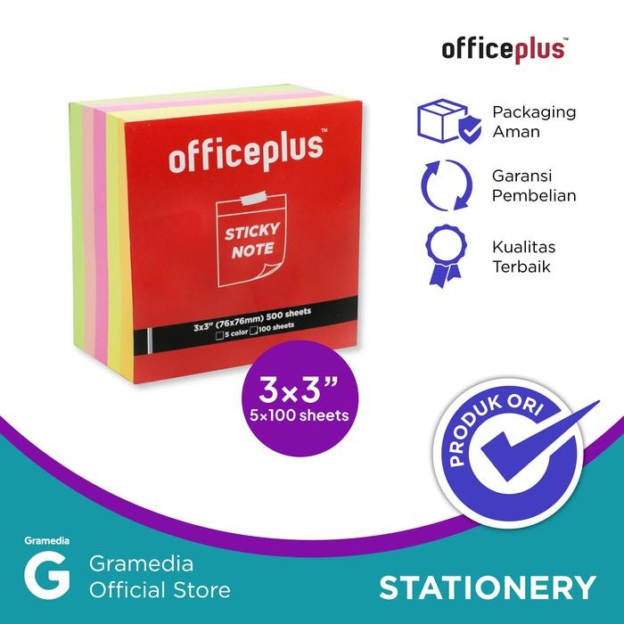

Office-Plus Sticky Note 3X3" 100Shtx5Color