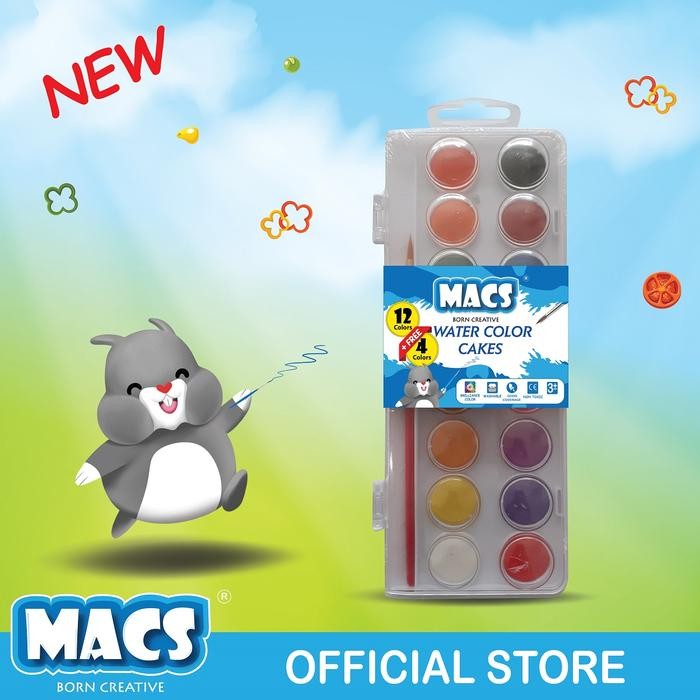 

Pilihan- Macs Cat Air Water Color Cakes 12 + Free 4 Warna