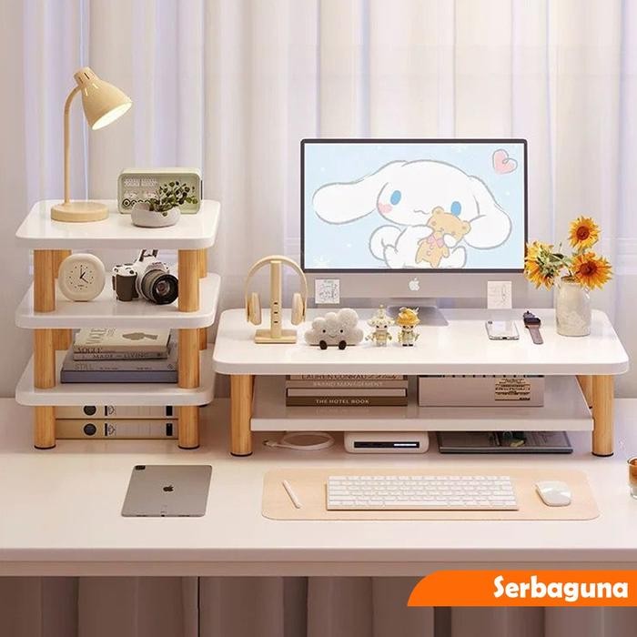 

JACKWEENIERAK PENYIMPANAN DESKTOP YANG DITINGGIKAN MONITOR KOMPUTER DESKTOP RAK PENYIMPANAN MEJA