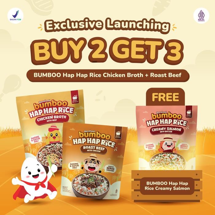 

Pilihan- Exclusive Launching Bumboo Hap Hap Rice Buy 2 Get 3 - 100% Beras Organik Tanpa