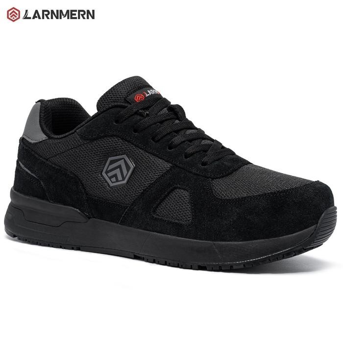 LARNMERN SAFETY SHOES MENS SNEAKERS STEEL TOE CONSTRUCTION ANTISTATIC WORK SHOES PRIA L9096 BLACK