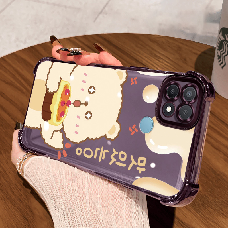 Casing Hp untuk OPPO A15 A15s A35 4G Case Casing HP Pola Beruang kue yang cantik pelindung Cantik Si