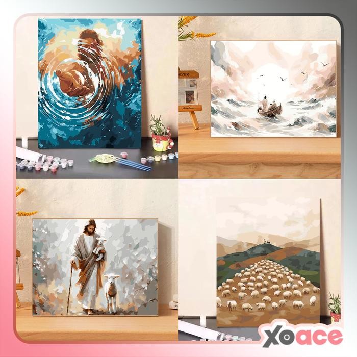 

NEW PRODUK [30X40] PAINT BY NUMBER PAINTING BY NUMBERS KIT DIY LUKISAN RELIGI YESUS ALKITAB MAWAR-89