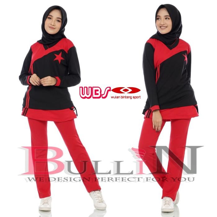 Waldos Sport - Setelan Senam Muslimah Jumbo Berbintang Wanita