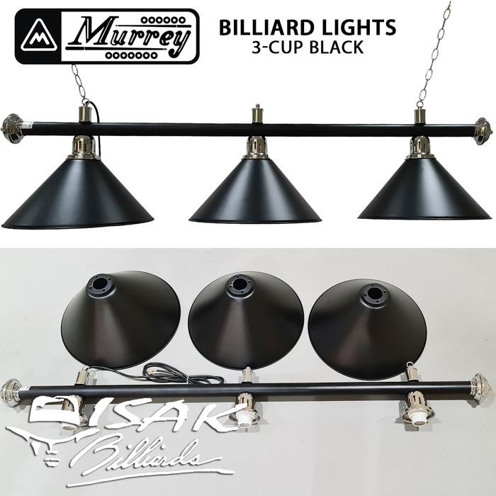 Lampu Meja Billiard 3 Kap - Black - Pool Table Light 3 Cup Biliar Lamp
