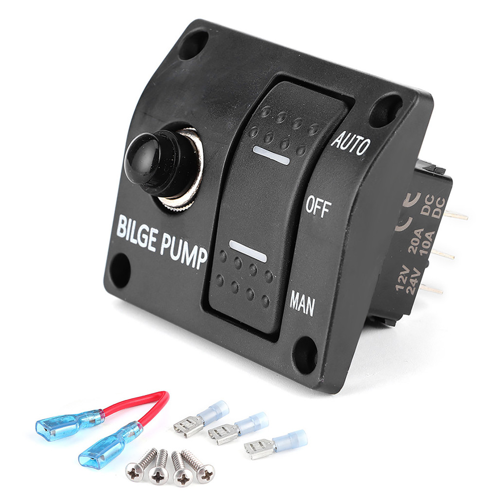 BEST SELLER Bilge Pump 3 Way Panel Automatic Rocker Switch Bilge Pump Switch Panel Built in Fuse Hol