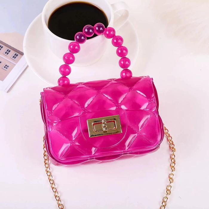 Tas selempang mini Jelly anak motif transparan lucu Tas wanita jelly bag Glossy