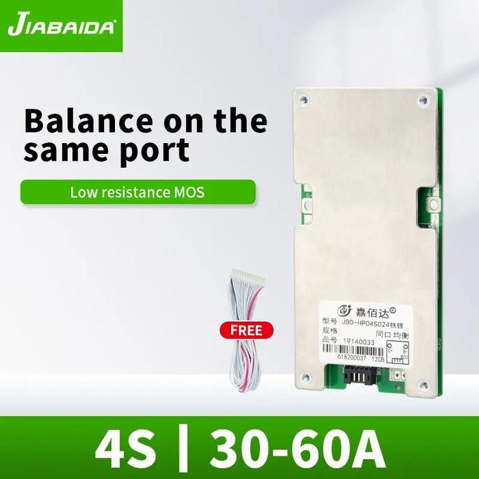 BMS 4S 60A 12V Baterai LifePo4 Protection Charger JBD Cas di atas DALY