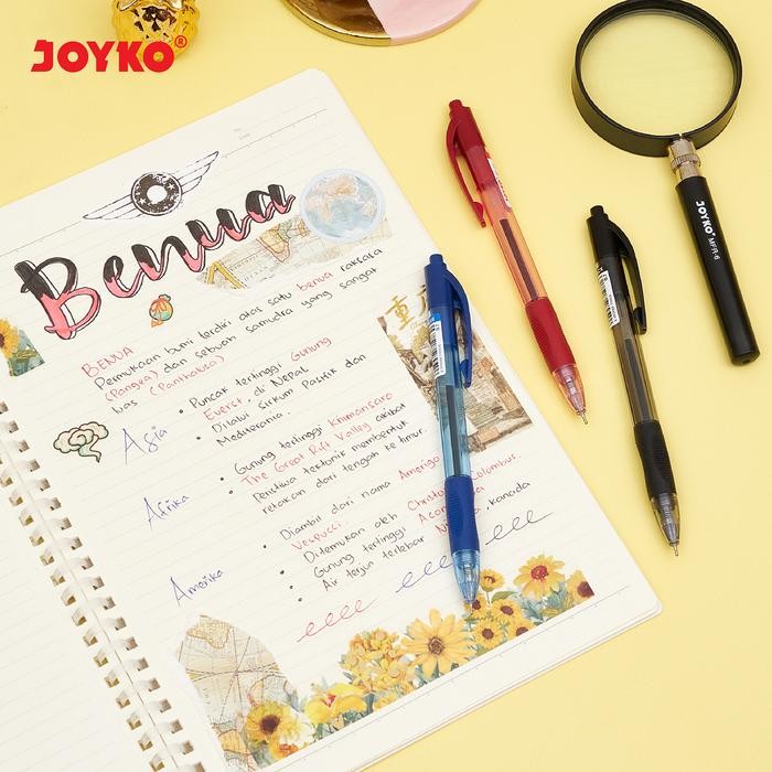 

New JOYKO BALL PEN CLICKER 0.7 BLACK BLUE RED BOLPOIN PULPEN JOYKO CETEK HITAM BIRU MERAH BP-56