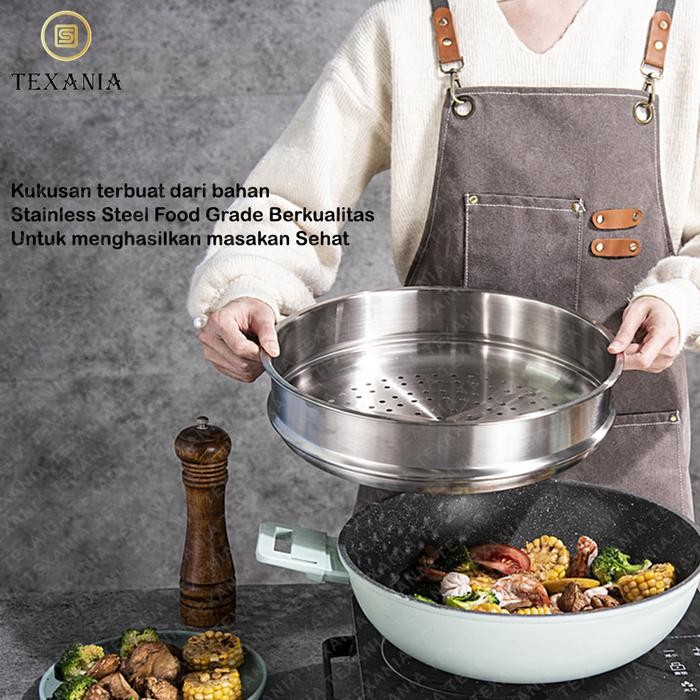 Texania Panci Kukus Serbaguna Bisa Jadi Wajan Dan Kukusan - Bahan Wajan Alumunium Alloy - Bahan