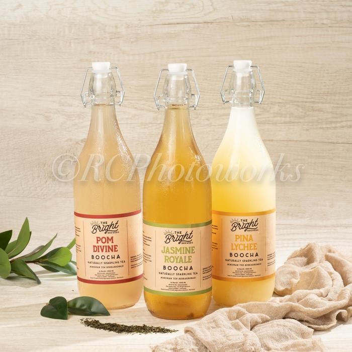 

Kombucha Teh Fermentasi The Bright Brewers Bundle 3 botol 1000 ML - Pom Divine - Jasmine Royale -