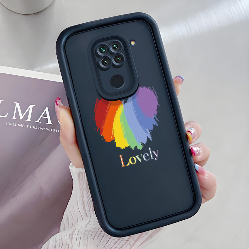 Casing Hp untuk Xiaomi Redmi Note 9 4G 10X Hp Case Casing pola Pelangi Cinta Kasing HP Cesing mata K