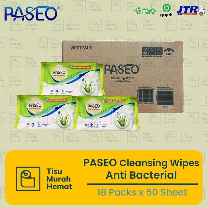 Pilihan- Tisu Kartonan Paseo Cleansing Wipes Anti Bacterial Grosir, Tisu Basah