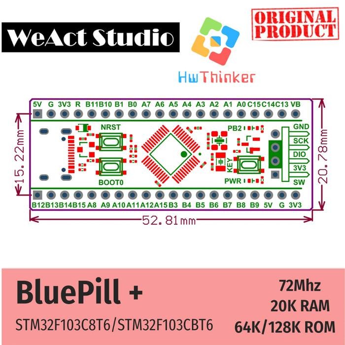 Weact Studio Bluepill+ Bluepill Plus Stm32F103C8T6 Stm32F103Cbt6 Stm32