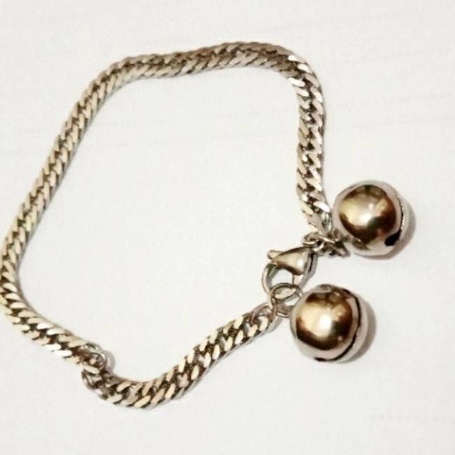 gelang kaki bayi kerincing nuri silver titanium