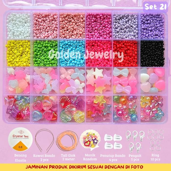 

New Golden Jewelry - Pernak Pernik Gelang 1 Box Mute Manik Manik - DIY Gelang Manik Manik Aesthetic