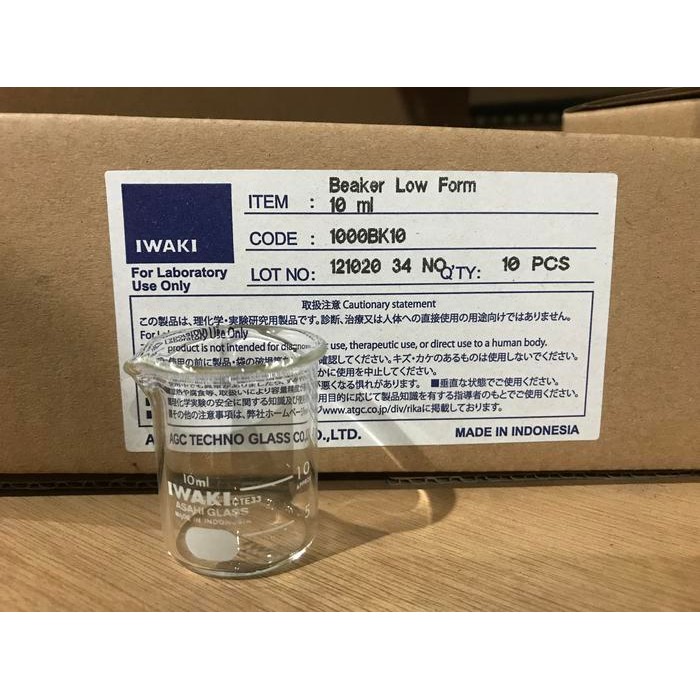 

OJ Beker Gelas 10ml IWAKI 1000BK10 Beaker Low Form 10ml, Gelas Kimia