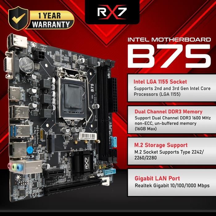 Asrock Computer - Rx7 B75 / H61 Plus Lga 1155 Ddr3 B75 Support Nvme