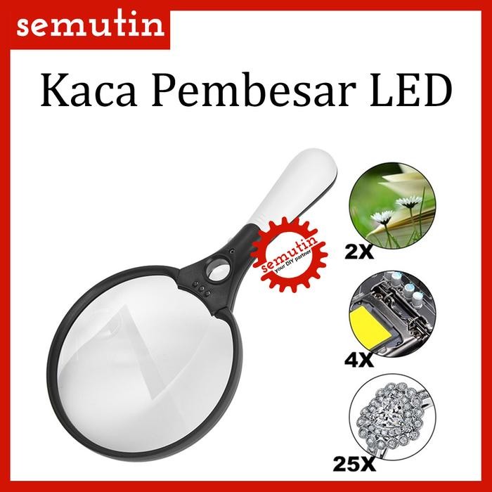 

SALE Kaca Pembesar 3 LED 2X 4X 25X 137mm AE60 / Lup Lensa 3 Lampu Magnifier Handheld Membaca
