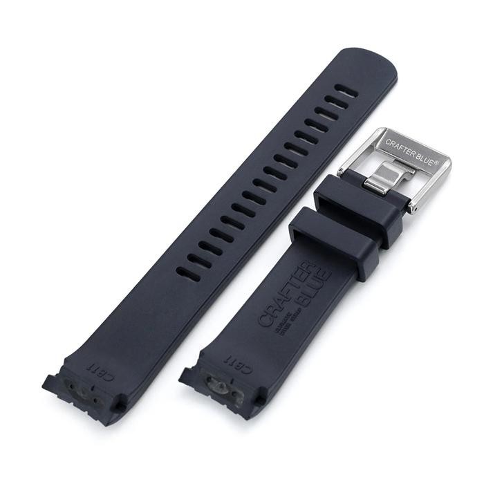 22Mm Crafter Blue Cb11 Rubber Strap Hitam For Seiko 5 Srpd Skx007